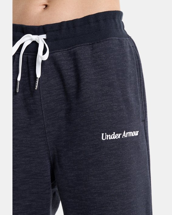 Women's UA Essential Fleece Script Pants in Black image number 5